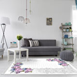 Alanur Star Pamuk Tabanlı Saçaklı Dijital Halı Yuvarlak