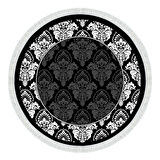 Alanur Yıldız Deri Tabanlı Saçaklı Dijital Halı Yuvarlak