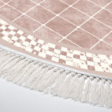 Alanur Star Kaymaz Pamuk Tabanlı Saçaklı Dijital Halı Yuvarlak