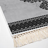 Alanur Star Kaymaz Pamuk Tabanlı Saçaklı Dijital Halı