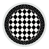 Alanur Star Kaymaz Pamuk Tabanlı Saçaklı Dijital Halı Yuvarlak