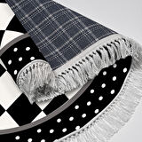 Alanur Star Kaymaz Pamuk Tabanlı Saçaklı Dijital Halı Yuvarlak