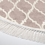 Alanur Trend Kaymaz Dod Tabanlı Saçaklı Dijital Halı Yuvarlak