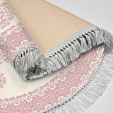 Alanur Yıldız Kaymaz Deri Tabanlı Saçaklı Dijital Halı Yuvarlak