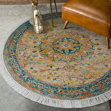 Eko Trend Djt Banyo Paspası Yıkanabilir Kaymaz Taban P1356 Yuvarlak Vintage