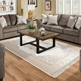 Alanur Trend Keçe Tabanlı Saçaklı Dijital Halı Yuvarlak