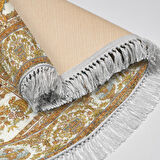 Alanur Yıldız Kaymaz Deri Tabanlı Saçaklı Dijital Halı Oval Multi