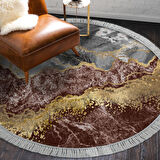 Alanur Yıldız Deri Tabanlı Saçaklı Dijital Halı