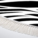 Alanur Star Kaymaz Pamuk Tabanlı Saçaklı Dijital Halı Yuvarlak