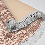 Alanur Yıldız Kaymaz Deri Tabanlı Saçaklı Dijital Halı Yuvarlak