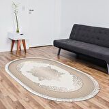 Alanur Star Pamuk Tabanlı Saçaklı Dijital Halı Yuvarlak