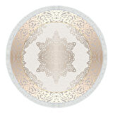 Alanur Star Pamuk Tabanlı Saçaklı Dijital Halı Yuvarlak