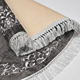 Alanur Yıldız Kaymaz Deri Tabanlı Saçaklı Dijital Halı Oval