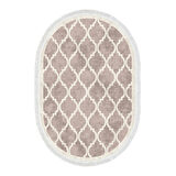 Alanur Trend Kaymaz Dod Tabanlı Saçaklı Dijital Halı Oval