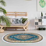 Alanur Yıldız Kaymaz Deri Tabanlı Saçaklı Dijital Halı Oval