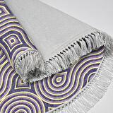 Alanur Trend Kaymaz Dod Tabanlı Saçaklı Dijital Halı Yuvarlak