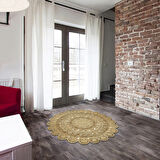 Elvin Lazer Kesim Kaymaz Taban Dijital Baskı Yuvarlak Halı St600139Kr