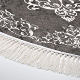 Alanur Star Kaymaz Pamuk Tabanlı Saçaklı Dijital Halı Yuvarlak