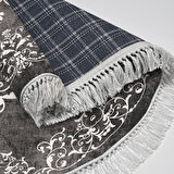 Alanur Star Kaymaz Pamuk Tabanlı Saçaklı Dijital Halı Yuvarlak