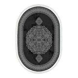 Alanur Yıldız Kaymaz Deri Tabanlı Saçaklı Dijital Halı Oval