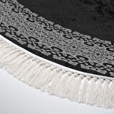 Alanur Yıldız Kaymaz Deri Tabanlı Saçaklı Dijital Halı Oval