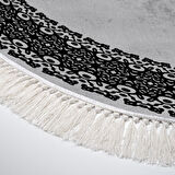 Alanur Star Kaymaz Pamuk Tabanlı Saçaklı Dijital Halı Oval