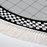 Alanur Star Kaymaz Pamuk Tabanlı Saçaklı Dijital Halı Yuvarlak