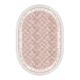 Alanur Trend Kaymaz Dod Tabanlı Saçaklı Dijital Halı Oval