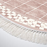 Alanur Trend Kaymaz Dod Tabanlı Saçaklı Dijital Halı Oval