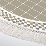 Alanur Trend Kaymaz Dod Tabanlı Saçaklı Dijital Halı Yuvarlak