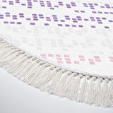 Alanur Yıldız Kaymaz Deri Tabanlı Saçaklı Dijital Halı Oval Multi