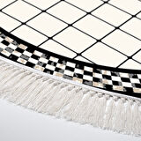 Alanur Star Kaymaz Pamuk Tabanlı Saçaklı Dijital Halı Yuvarlak