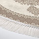 Alanur Star Kaymaz Pamuk Tabanlı Saçaklı Dijital Halı Yuvarlak