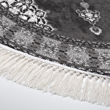 Alanur Yıldız Kaymaz Deri Tabanlı Saçaklı Dijital Halı Yuvarlak