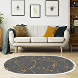 Alanur Star Pamuk Tabanlı Saçaklı Dijital Halı Oval