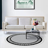 Alanur Trend Kaymaz Dod Tabanlı Saçaklı Dijital Halı Yuvarlak