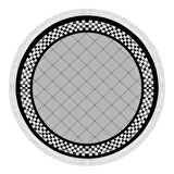 Alanur Trend Kaymaz Dod Tabanlı Saçaklı Dijital Halı Yuvarlak