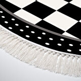 Alanur Yıldız Kaymaz Deri Tabanlı Saçaklı Dijital Halı Oval