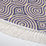 Alanur Yıldız Kaymaz Deri Tabanlı Saçaklı Dijital Halı Yuvarlak