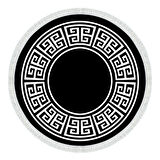 Alanur Star Kaymaz Pamuk Tabanlı Saçaklı Dijital Halı Yuvarlak