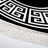 Alanur Star Kaymaz Pamuk Tabanlı Saçaklı Dijital Halı Yuvarlak