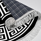 Alanur Star Kaymaz Pamuk Tabanlı Saçaklı Dijital Halı Yuvarlak