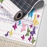 Alanur Star Kaymaz Pamuk Tabanlı Saçaklı Dijital Halı Multi