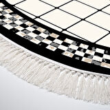 Alanur Yıldız Kaymaz Deri Tabanlı Saçaklı Dijital Halı Oval