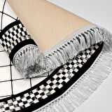 Alanur Yıldız Kaymaz Deri Tabanlı Saçaklı Dijital Halı Oval