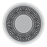 Alanur Star Kaymaz Pamuk Tabanlı Saçaklı Dijital Halı Yuvarlak