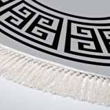 Alanur Star Kaymaz Pamuk Tabanlı Saçaklı Dijital Halı Yuvarlak