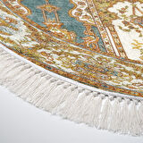 Alanur Star Kaymaz Pamuk Tabanlı Saçaklı Dijital Halı Oval Multi