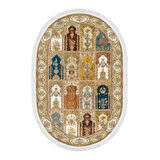 Alanur Trend Kaymaz Dod Tabanlı Saçaklı Dijital Halı Oval Multi