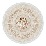 Alanur Yıldız Deri Tabanlı Saçaklı Dijital Halı Yuvarlak